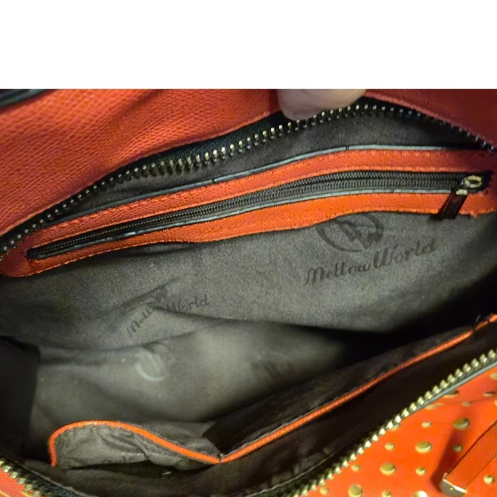 Mellow World Orange‎ Perforated Vegan Leather Convertible Backpack Satchel Bag